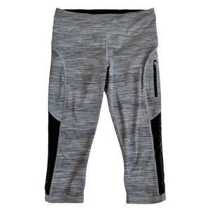 Lululemon Gray and Black Mesh Sun Runner Crop